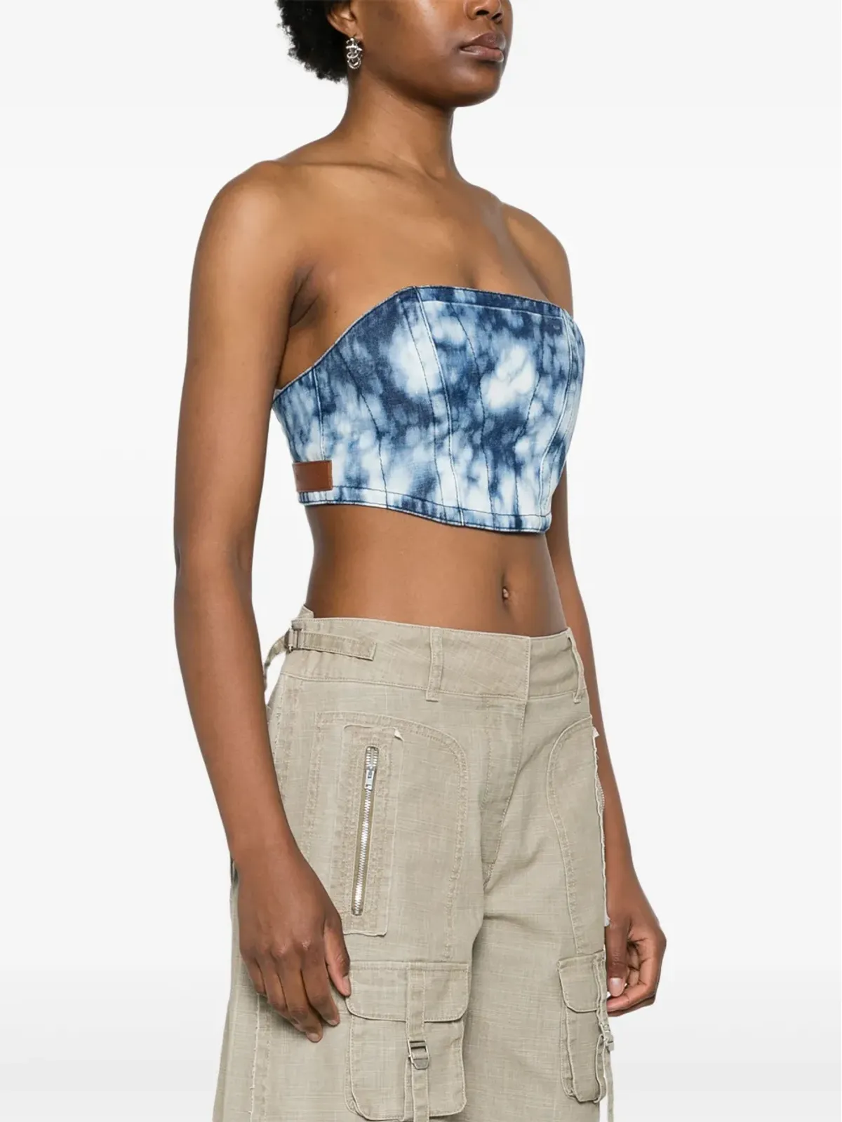 Palm Angels ウォッシュドデニム クロップドコルセット - ブルー - 画像3