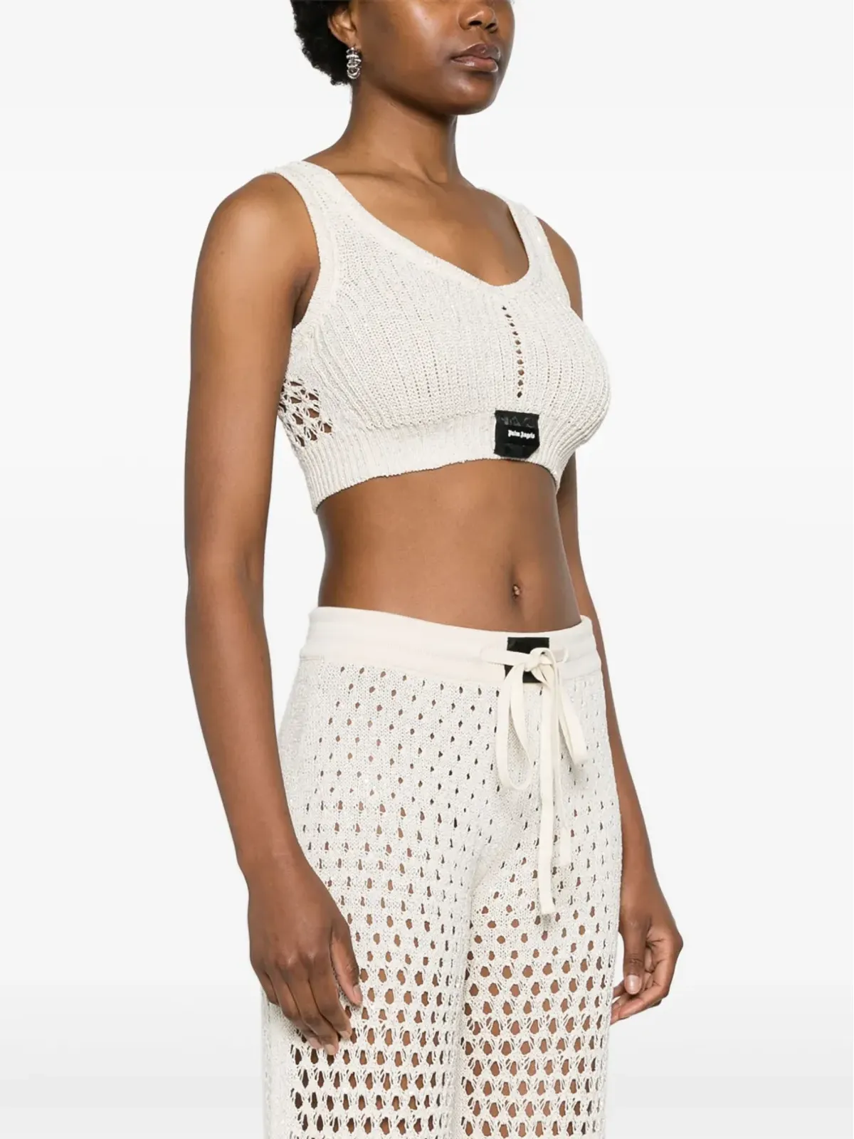 Palm Angels スパンコール装飾のニットクロップトップ - ニュートラルカラー - 画像3
