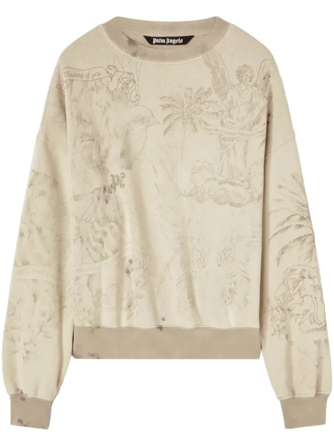 Palm Angels Palm Angels グラフィックプリント コットン スウェットシャツ - ベージュの商品画像