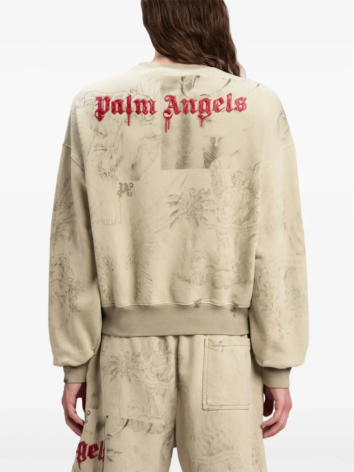 Palm Angels グラフィックプリント コットン スウェットシャツ - ベージュ - 画像5