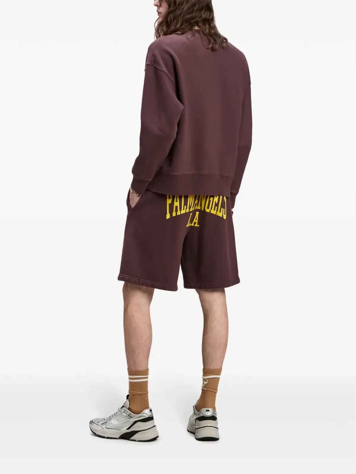 Palm Angels ロゴプリント コットン トラックショーツ レッド - 画像2