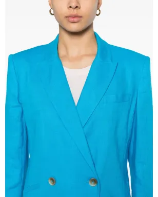 DVF Diane von Furstenberg chambray double-breasted blazer - CERULEAN BLUE - サムネイル5