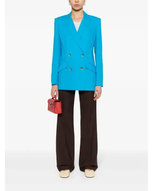 DVF Diane von Furstenberg chambray double-breasted blazer - CERULEAN BLUE - サムネイル2