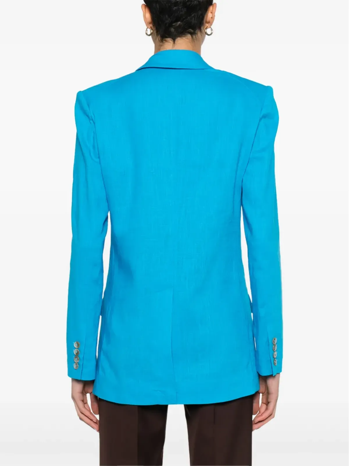 DVF Diane von Furstenberg chambray double-breasted blazer - CERULEAN BLUE - 画像4