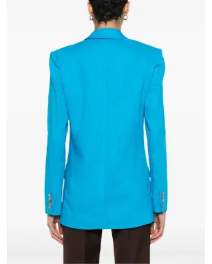 DVF Diane von Furstenberg chambray double-breasted blazer - CERULEAN BLUE - サムネイル4