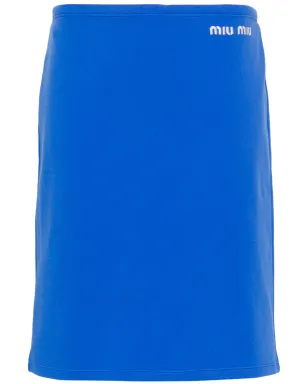 Miu Miu 刺繍ロゴ入りペンシルスカート - ブルー - サムネイル1