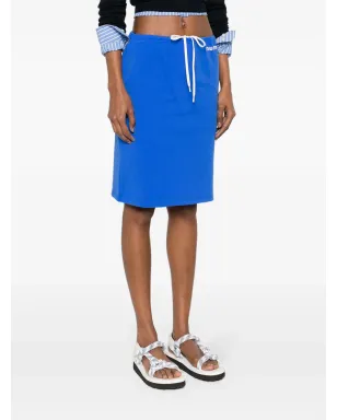 Miu Miu 刺繍ロゴ入りペンシルスカート - ブルー - サムネイル3