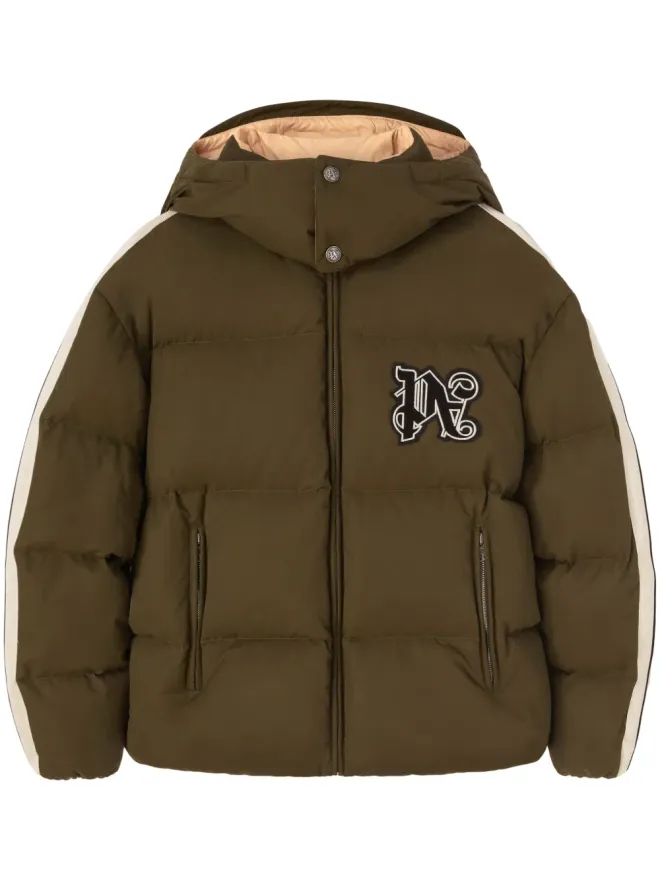 Palm Angels Palm Angels モノグラム入り ダウン フード付きジャケット - グリーンの商品画像