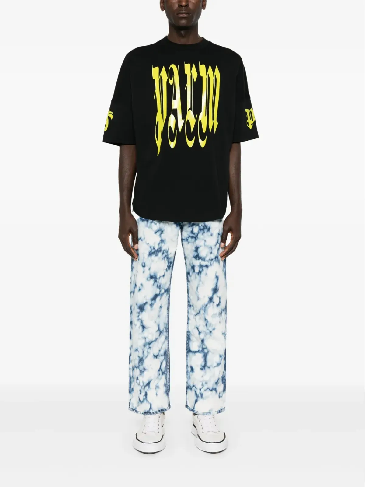 Palm Angels ゴシックロゴプリント Tシャツ ブラック - 画像2