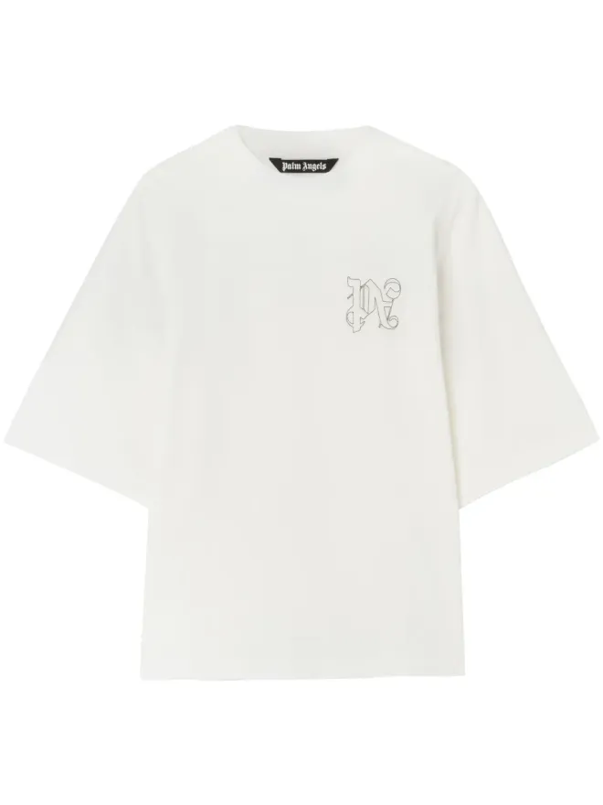 Palm Angels Palm Angels PAモノグラム刺繍入り Tシャツ - ホワイトの商品画像