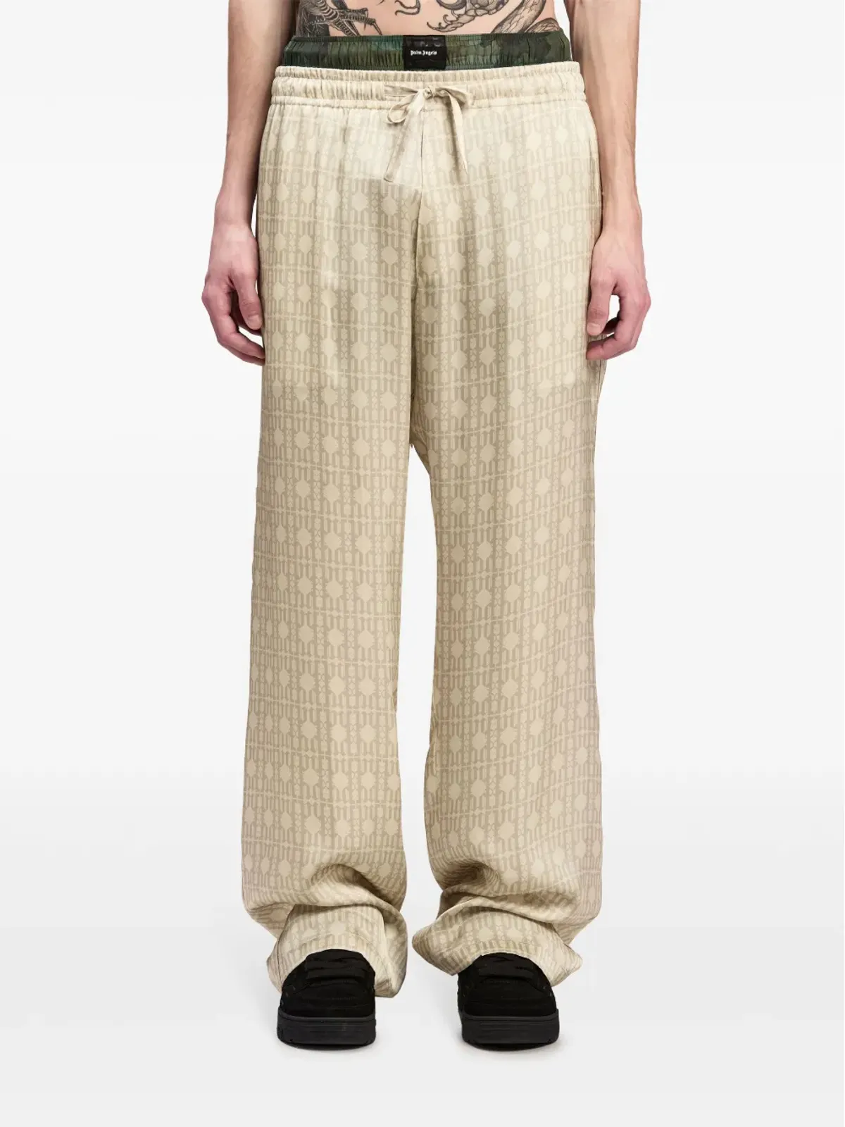 Palm Angels モノグラムジャカード ワイドレッグ パンツ - 画像3