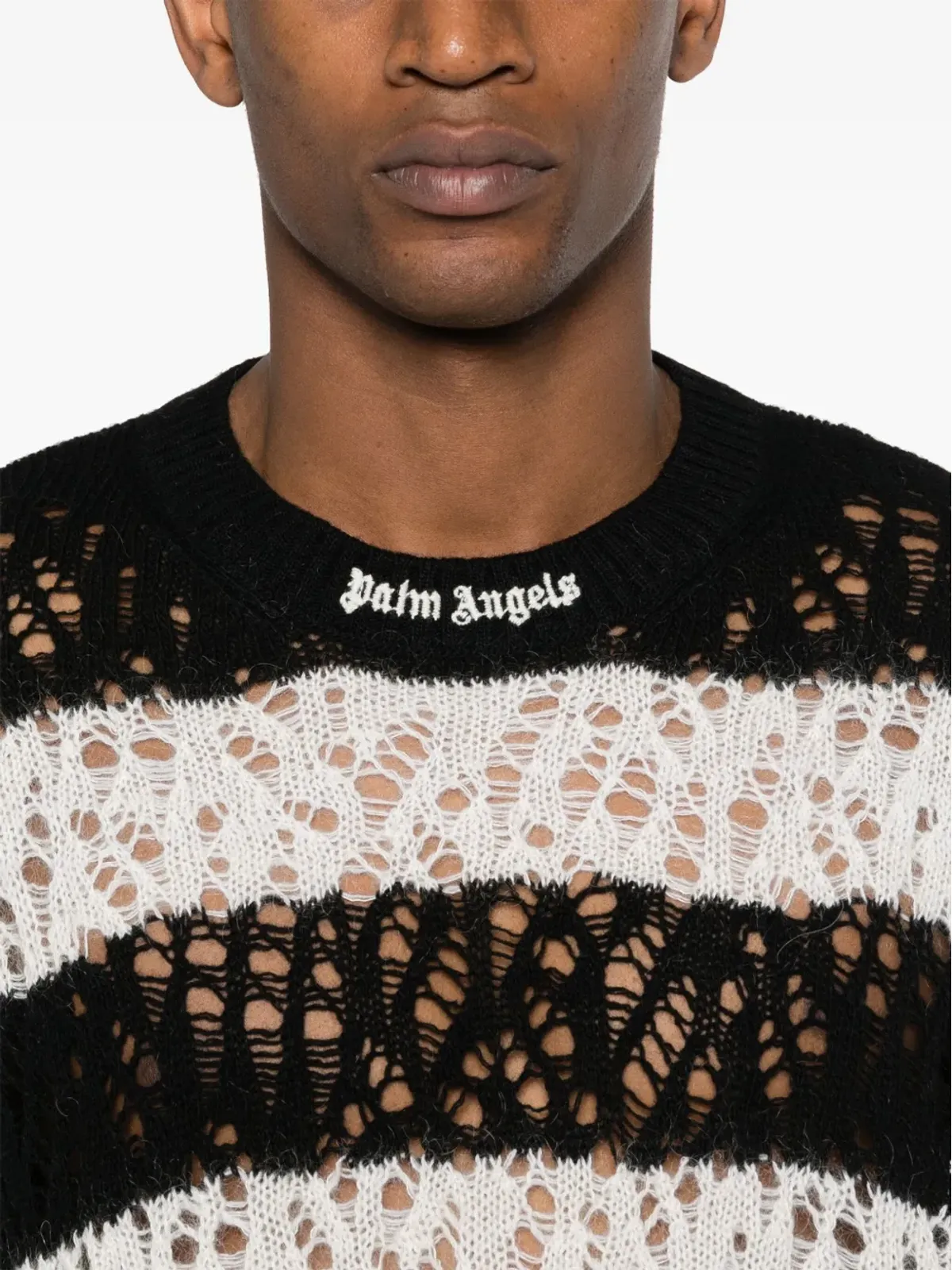 Palm Angels ロゴ刺繍のオープンニットセーター - 画像5