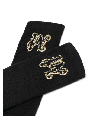 Palm Angels ロゴ刺繍リブソックス - サムネイル2