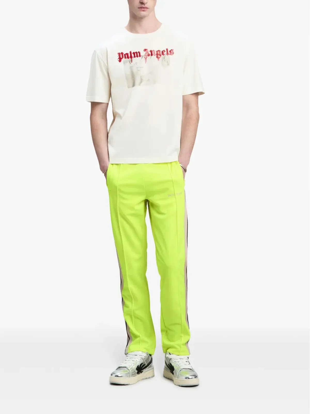 Palm Angels Portrait Pencil コットンTシャツ - 画像2