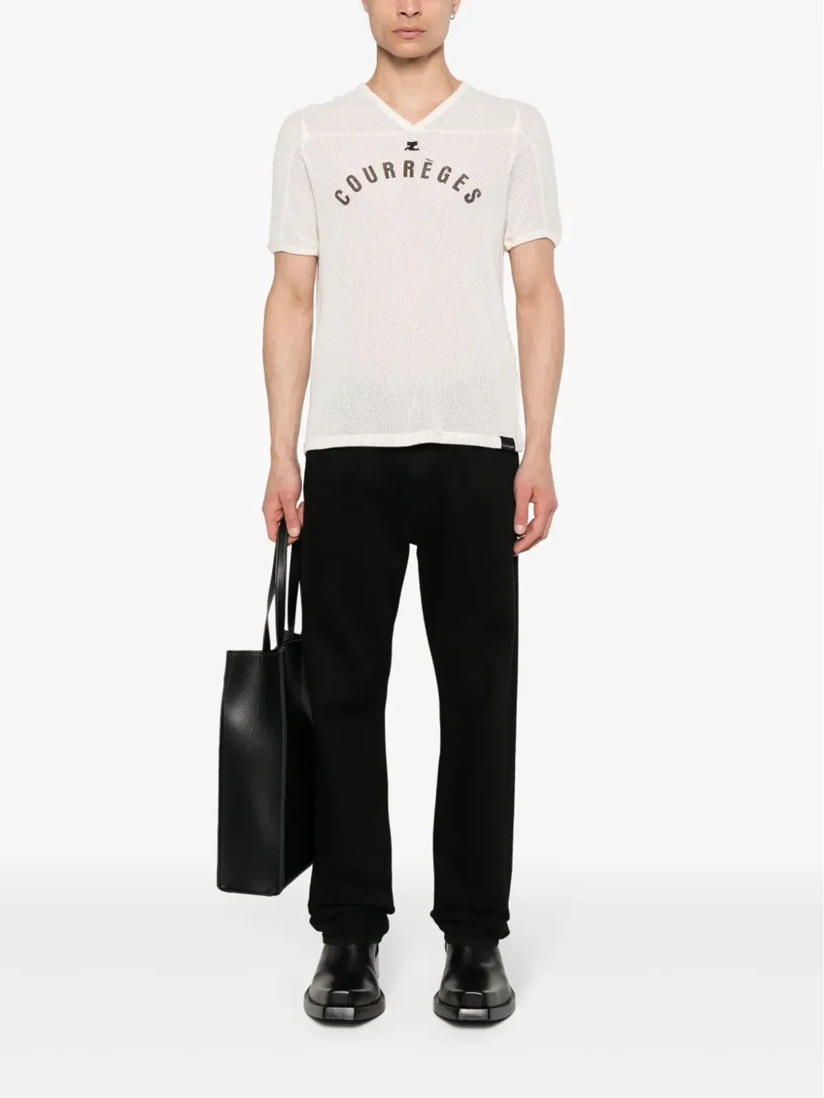 Courrèges ベースボールプリント メッシュ Tシャツ - 画像2