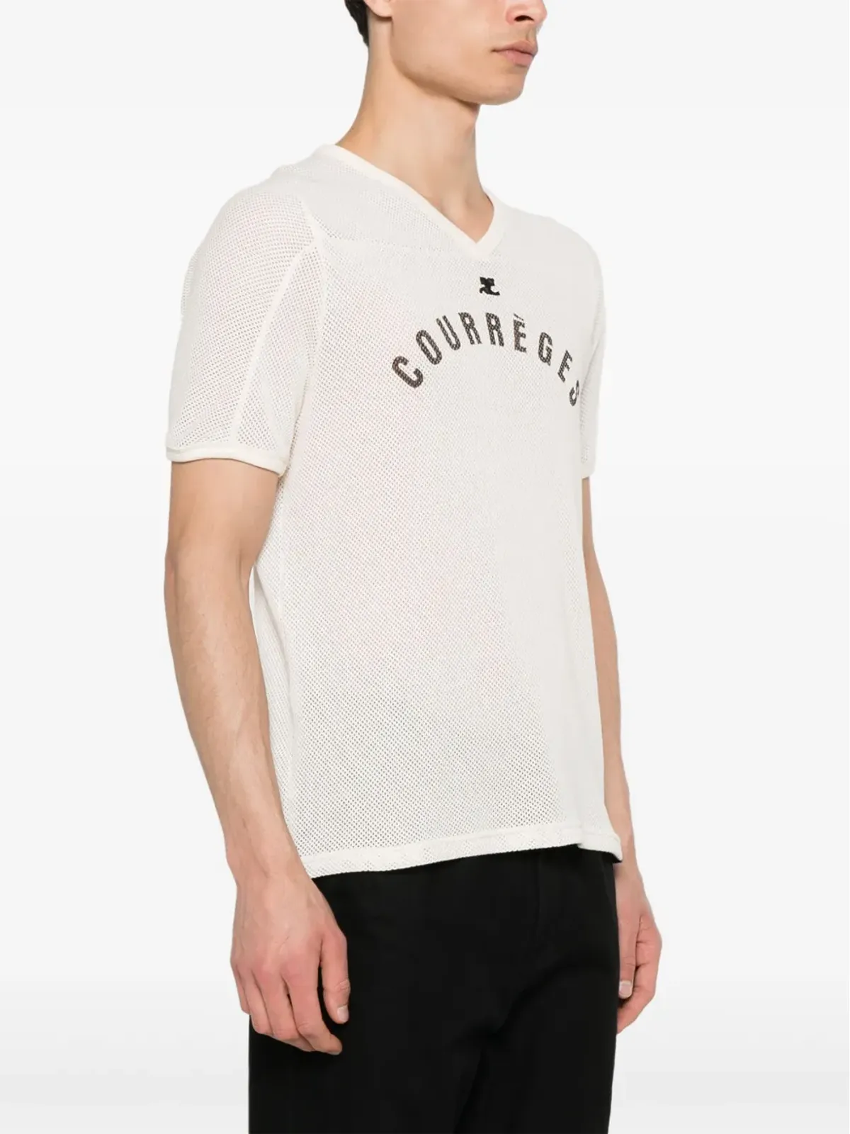 Courrèges ベースボールプリント メッシュ Tシャツ - 画像3