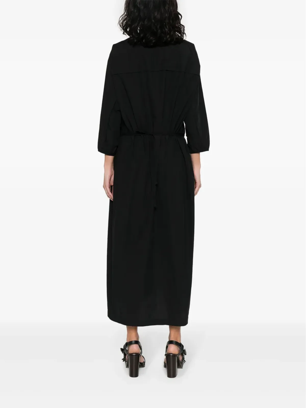 LEMAIRE オーバーサイズ コットン シャツドレス ブラック - 画像4