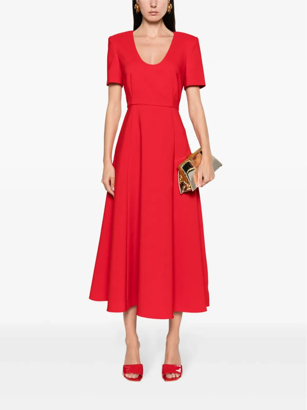 Roland Mouret A-line crepe midi dress - Red - 画像2
