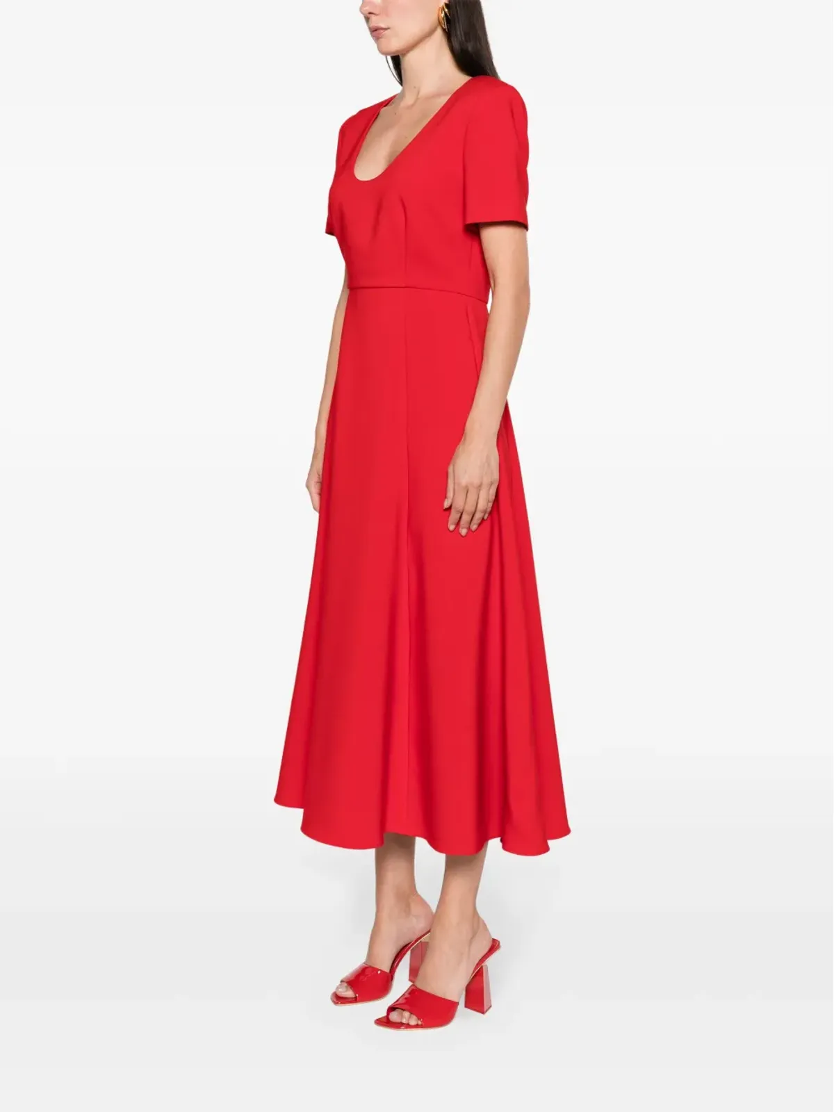 Roland Mouret A-line crepe midi dress - Red - 画像3