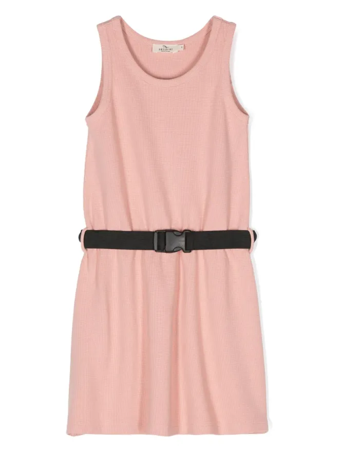 Andorine Andorine テクスチャード仕上げ ベルト付きドレス ピンクの商品画像