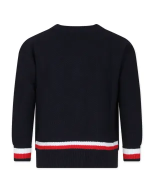 Tommy Hilfiger Junior ロゴ刺繍入りコットンカーディガン ブルー - サムネイル2