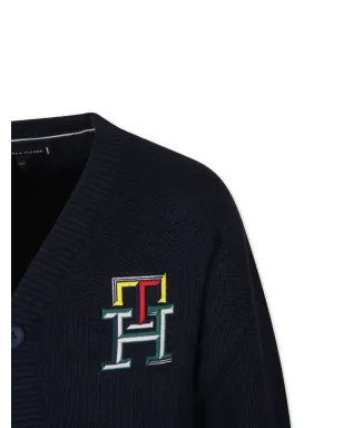 Tommy Hilfiger Junior ロゴ刺繍入りコットンカーディガン ブルー - サムネイル3