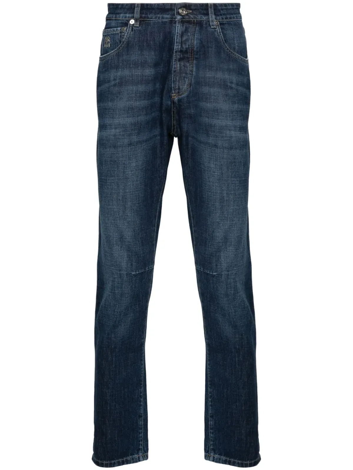 Brunello Cucinelli Solomeiの刺繍入り テーパードジーンズ - ブルー - 画像1