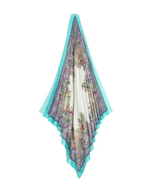ETRO 花柄プリント プリーツ入りシルクスカーフ - ブルー - サムネイル1