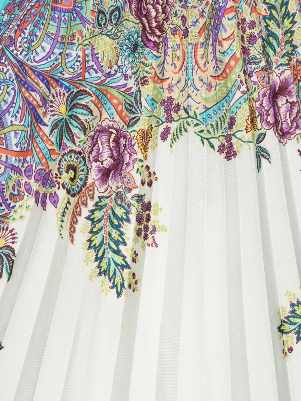 ETRO 花柄プリント プリーツ入りシルクスカーフ - ブルー - 画像2