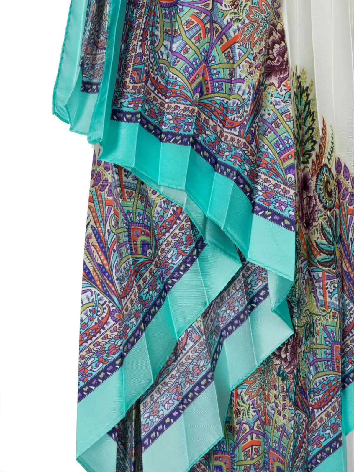 ETRO 花柄プリント プリーツ入りシルクスカーフ - ブルー - 画像3