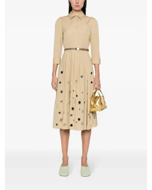 Prada 鏡面装飾ベルト付きミディドレス - ニュートラルカラー - サムネイル2