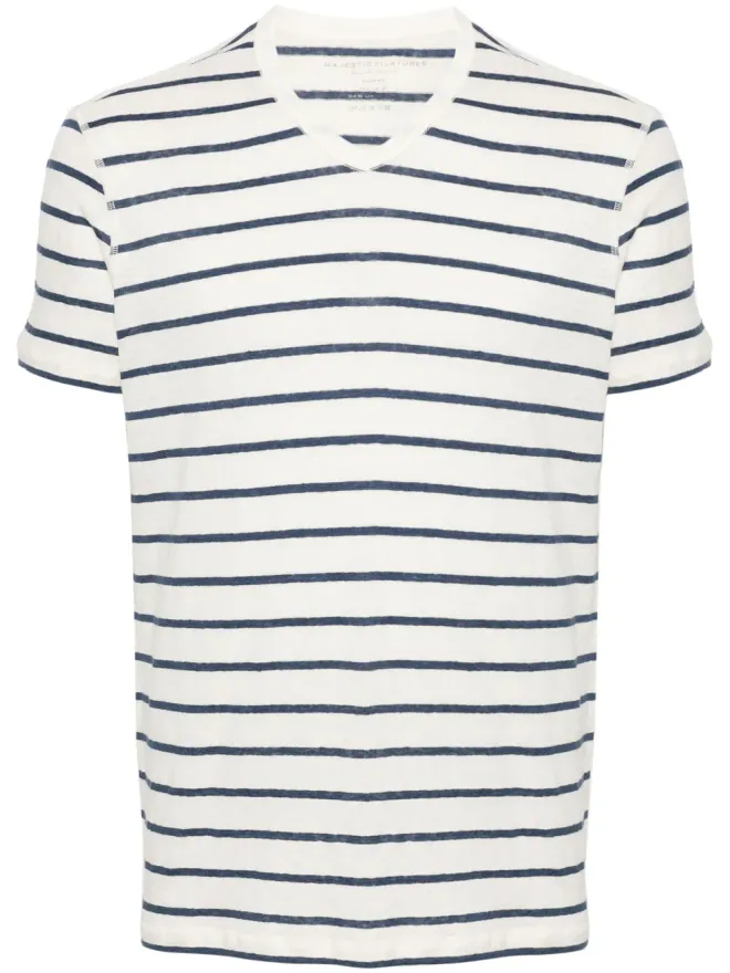Majestic Filatures Majestic Filatures ストライプ Vネック Tシャツの商品画像