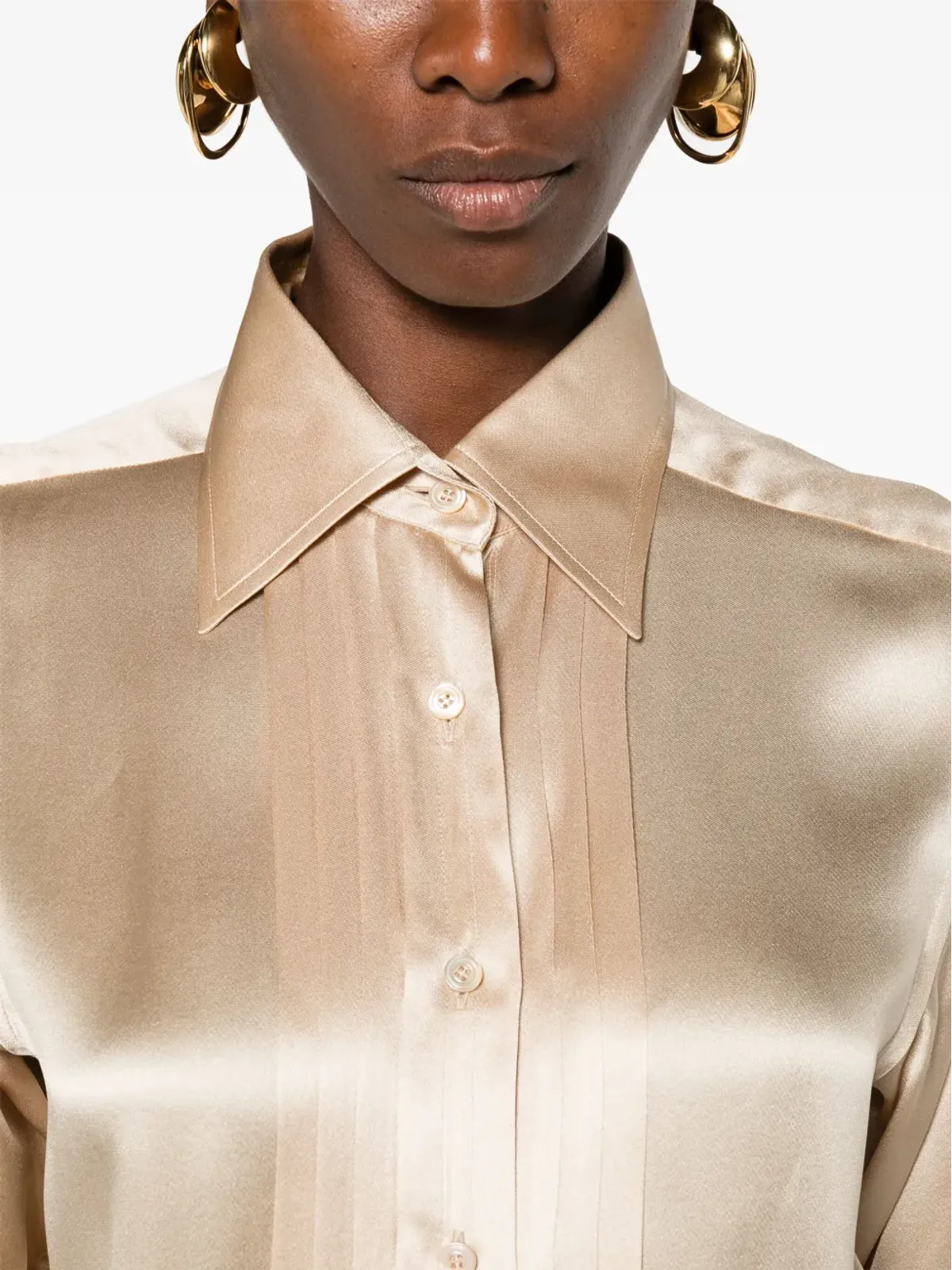 TOM FORD ピンタックディテール シルクシャツ - ニュートラルカラー - 画像5
