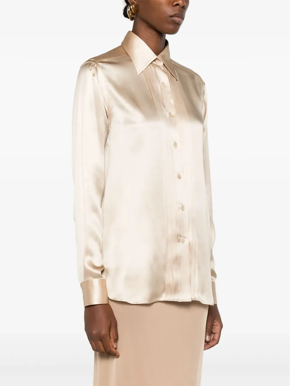 TOM FORD ピンタックディテール シルクシャツ - ニュートラルカラー - 画像3