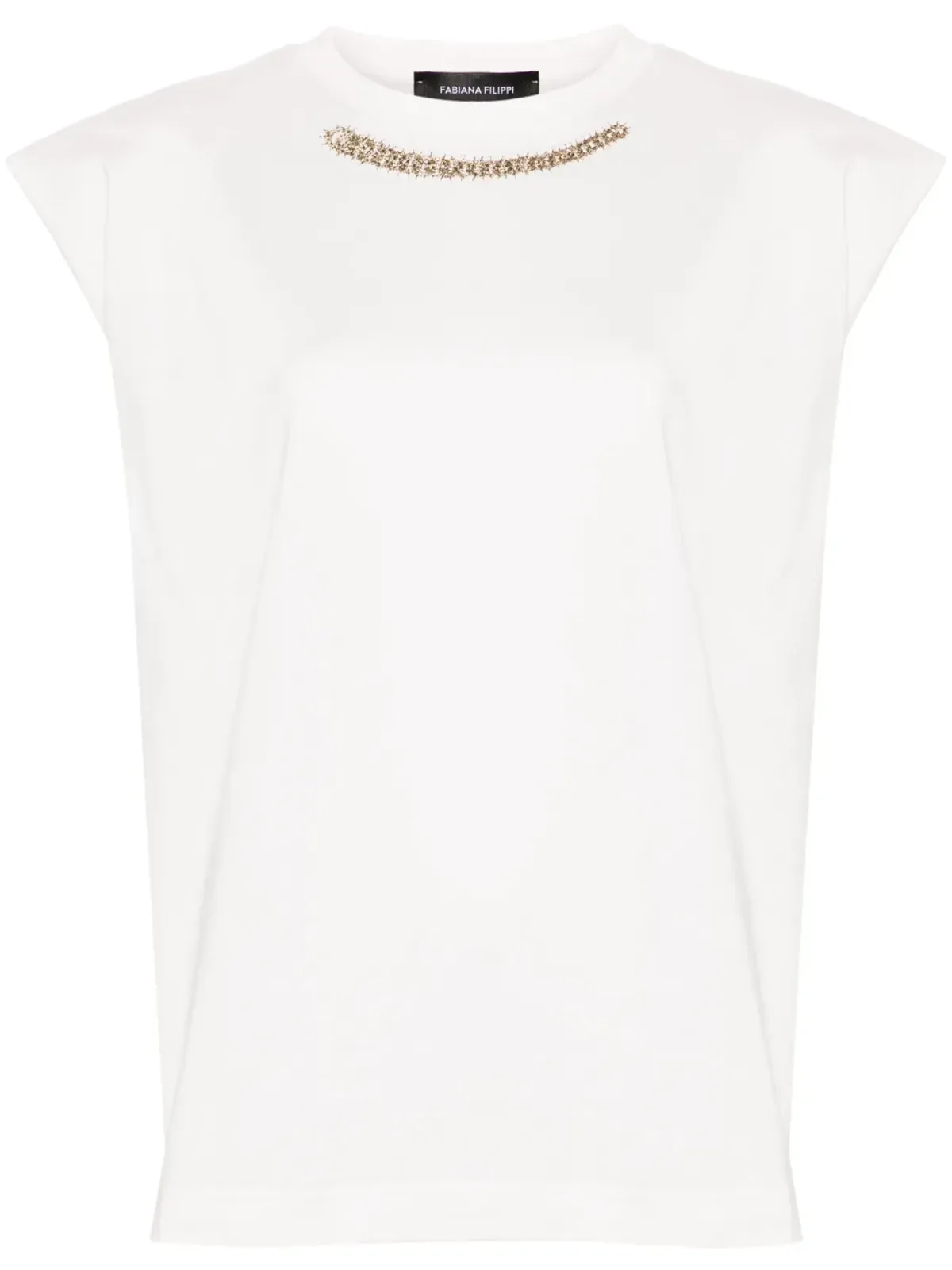 Fabiana Filippi beaded cotton T-shirt - White - 画像1