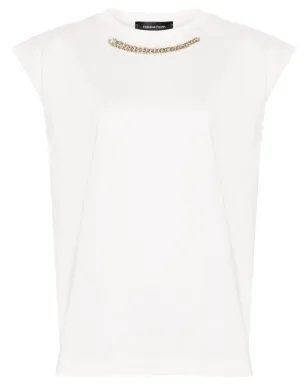 Fabiana Filippi beaded cotton T-shirt - White - サムネイル1