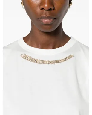 Fabiana Filippi beaded cotton T-shirt - White - サムネイル5