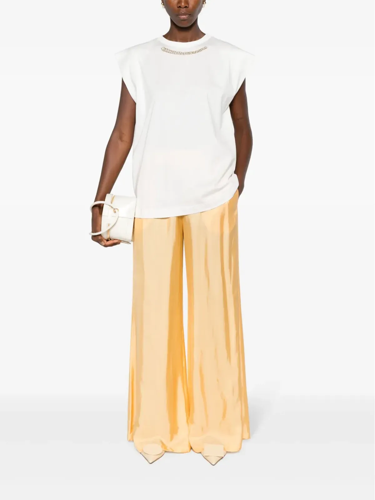 Fabiana Filippi beaded cotton T-shirt - White - 画像2