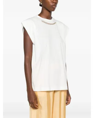 Fabiana Filippi beaded cotton T-shirt - White - サムネイル3