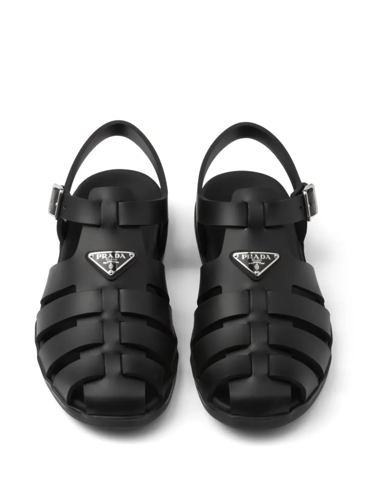 Prada 三角ロゴ サンダル - ブラック - 画像4