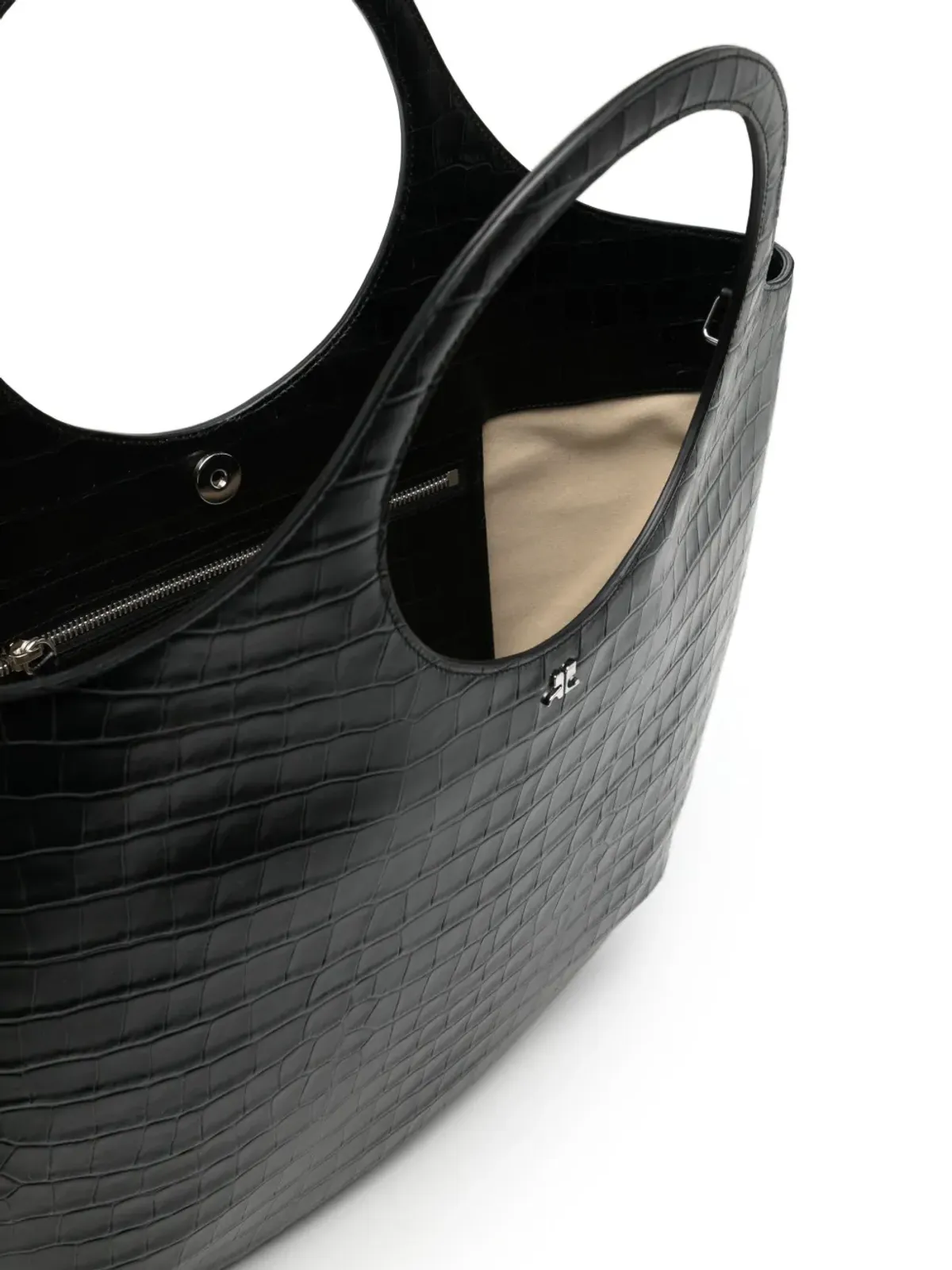 Courrèges 大型 Holy crocodile トートバッグ ブラック - 画像5