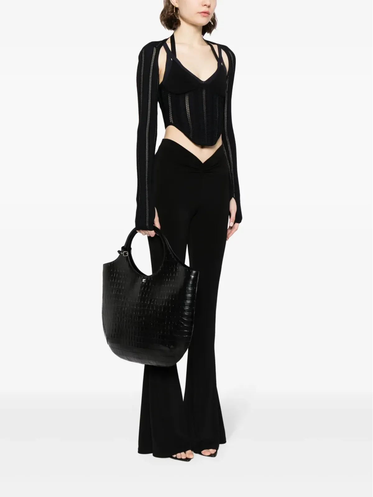 Courrèges 大型 Holy crocodile トートバッグ ブラック - 画像2