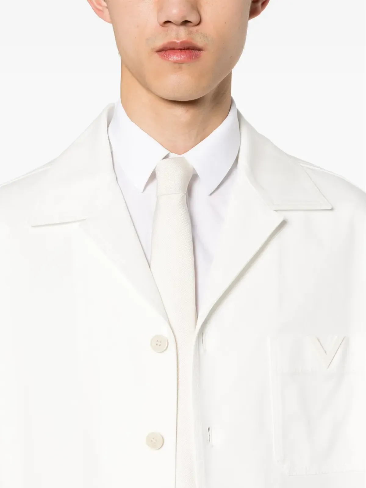 Valentino Garavani ホワイト ラバライズド ロゴ キャンバス シャツジャケット - 画像5