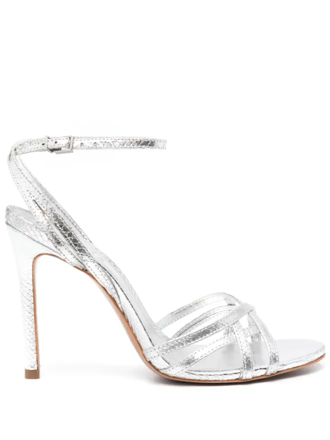 Schutz Schutz スネークスキンエフェクトレザーサンダル - シルバーの商品画像
