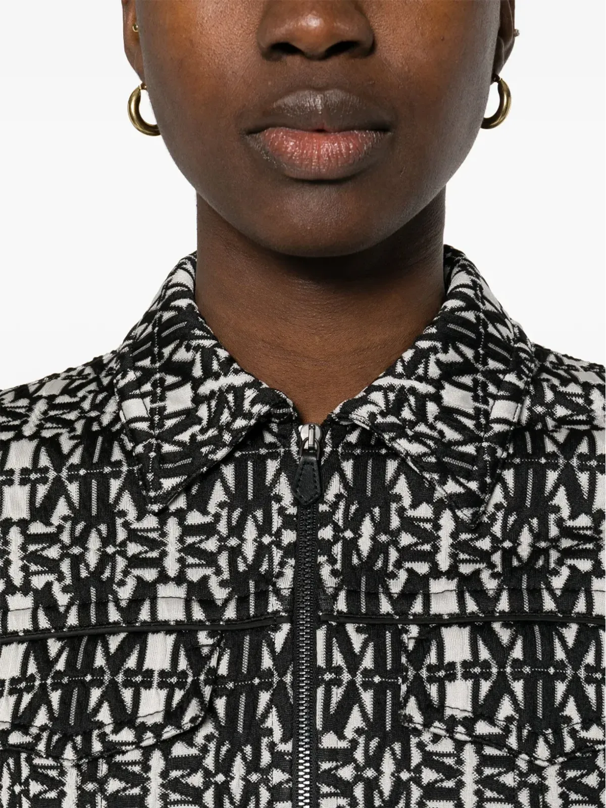 Max Mara Tony モノグラム柄クロップドジャケット ホワイト - 画像5