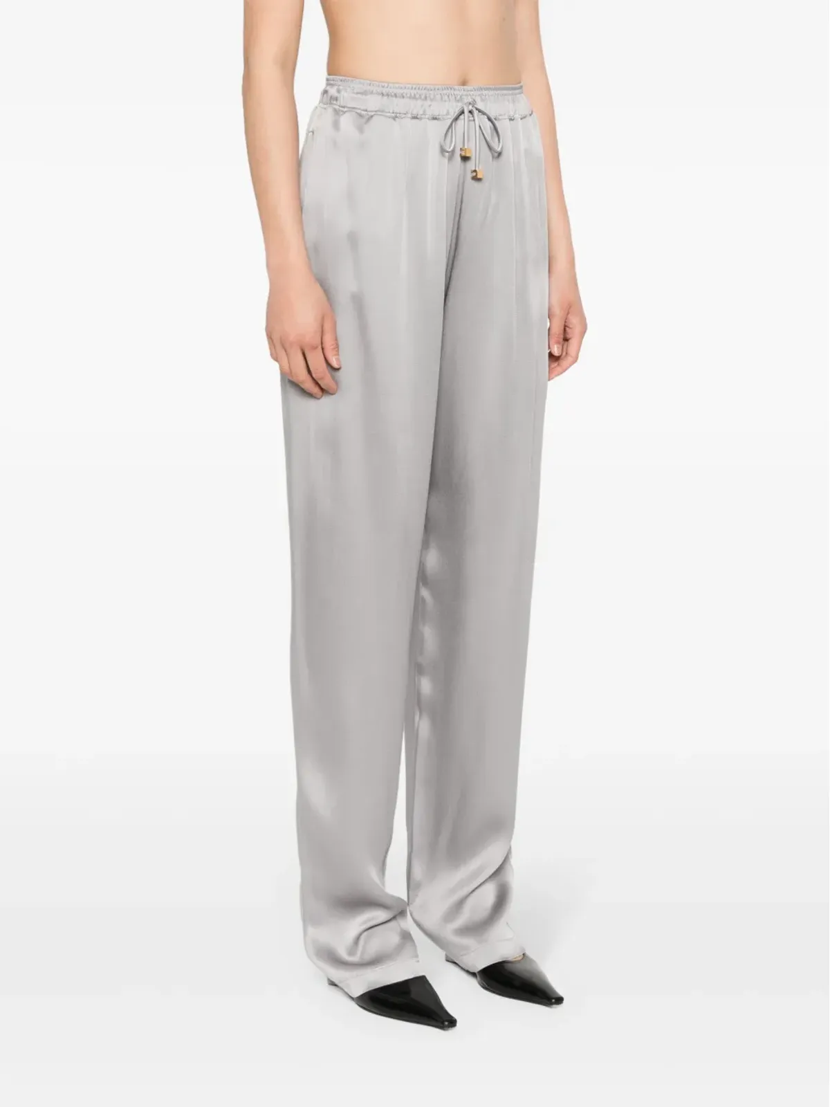 Elisabetta Franchi サテン テーパードパンツ - グレー - 画像3