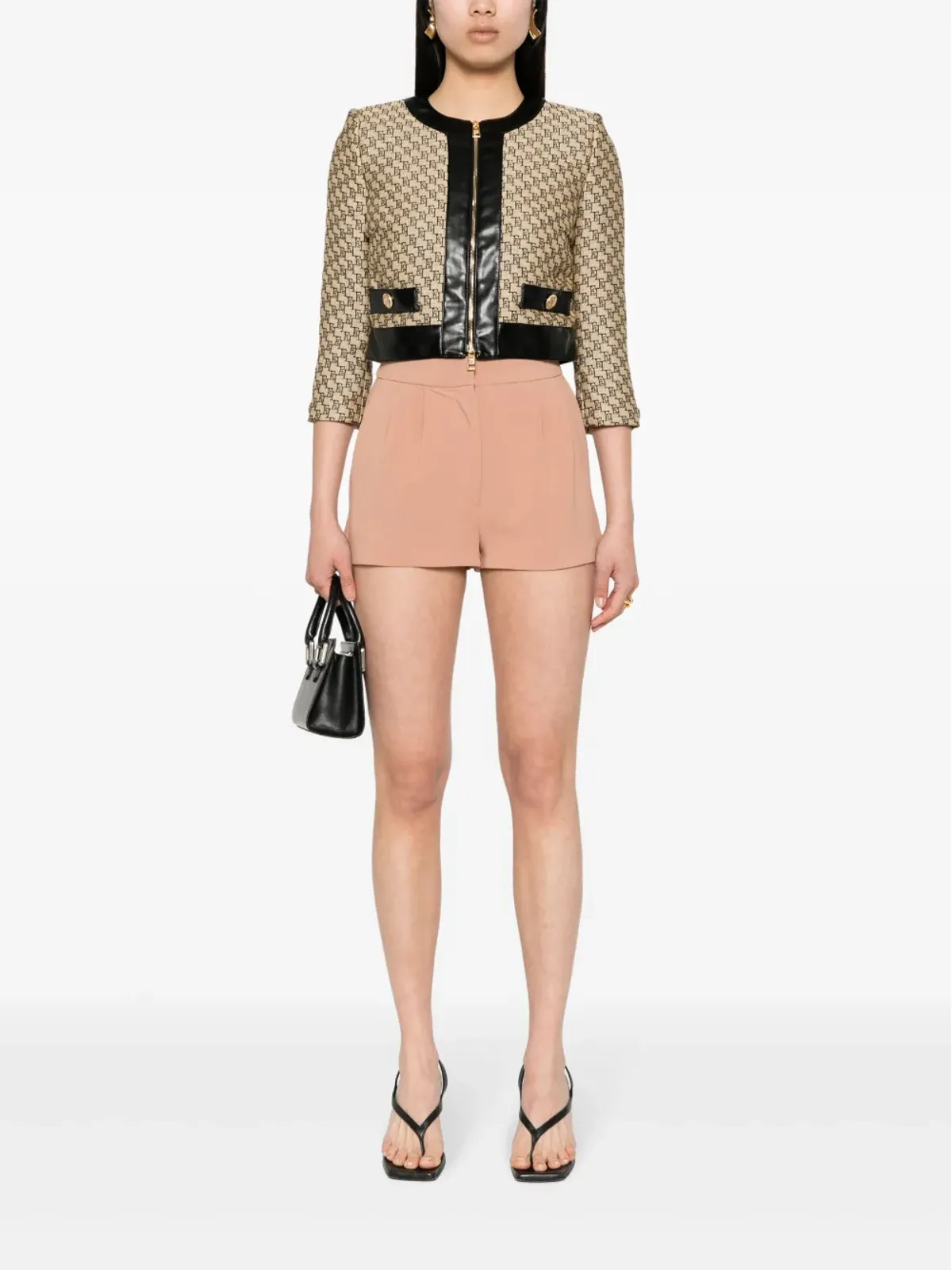 Elisabetta Franchi ロゴパッチ クレープ生地ショートパンツ - ピンク - 画像2
