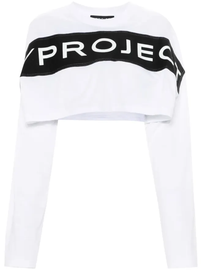 Y/Project Y/Project ロゴアップリケ付きクロップドTシャツ - Whiteの商品画像