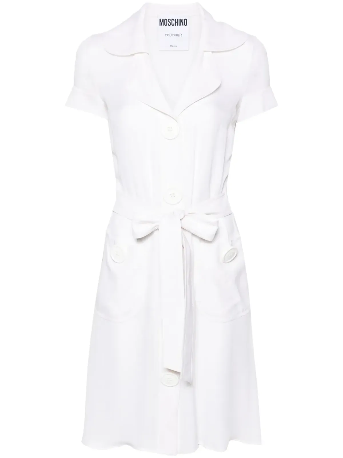 Moschino Pre-Owned 2000s notched-lapels belted midi dress - White - 画像1