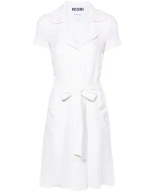 Moschino Pre-Owned 2000s notched-lapels belted midi dress - White - サムネイル1
